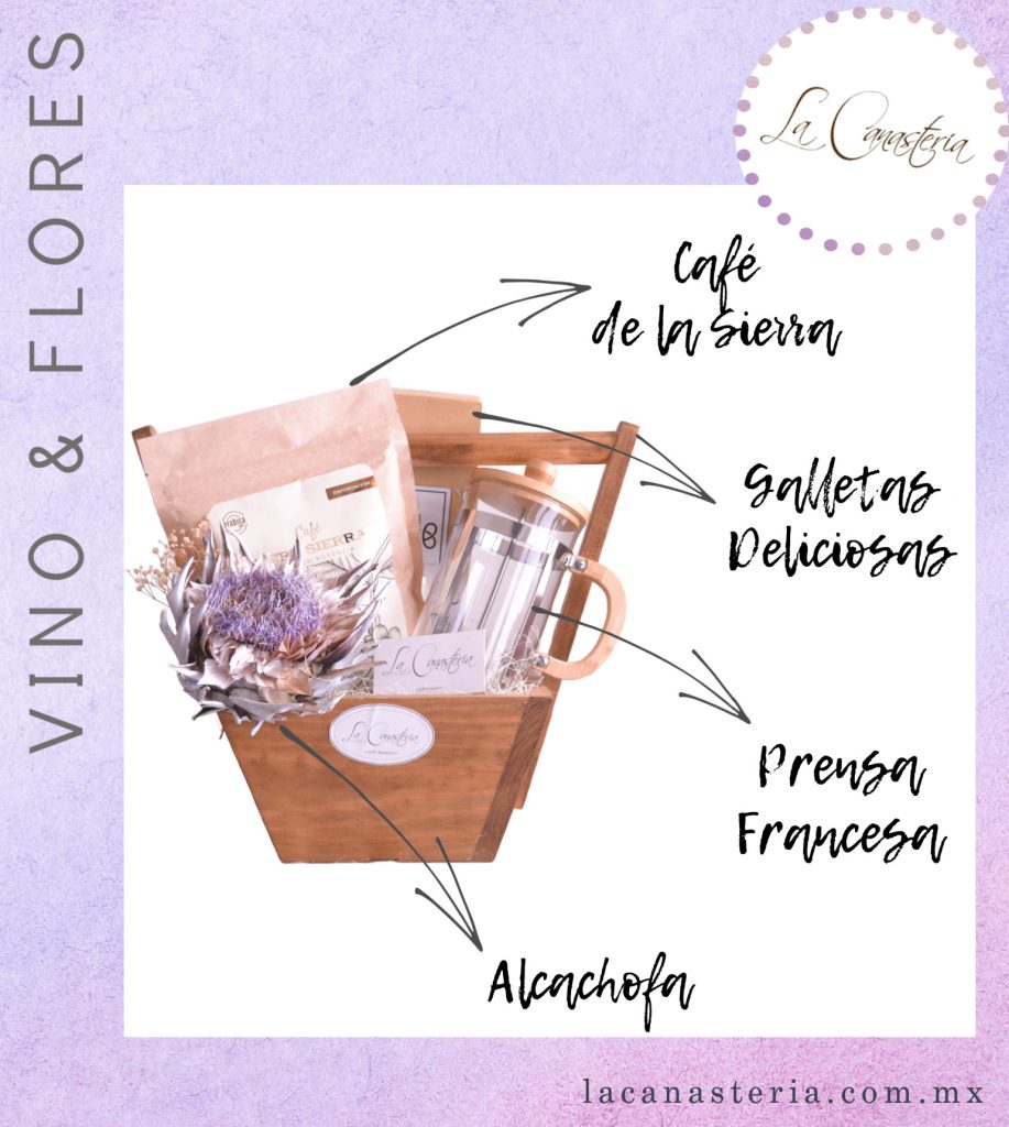 Canasta de regalo con vino y flores para mujer perfecta para cumpleaños, felicitación, aniversario o agradecimiento con envío a domicilio en todo México