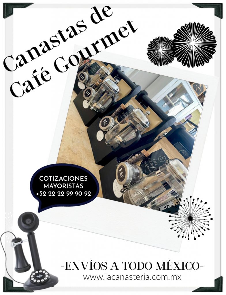 Canastas de regalo finas y originales con temática de café para regalos corporativos a clientes 