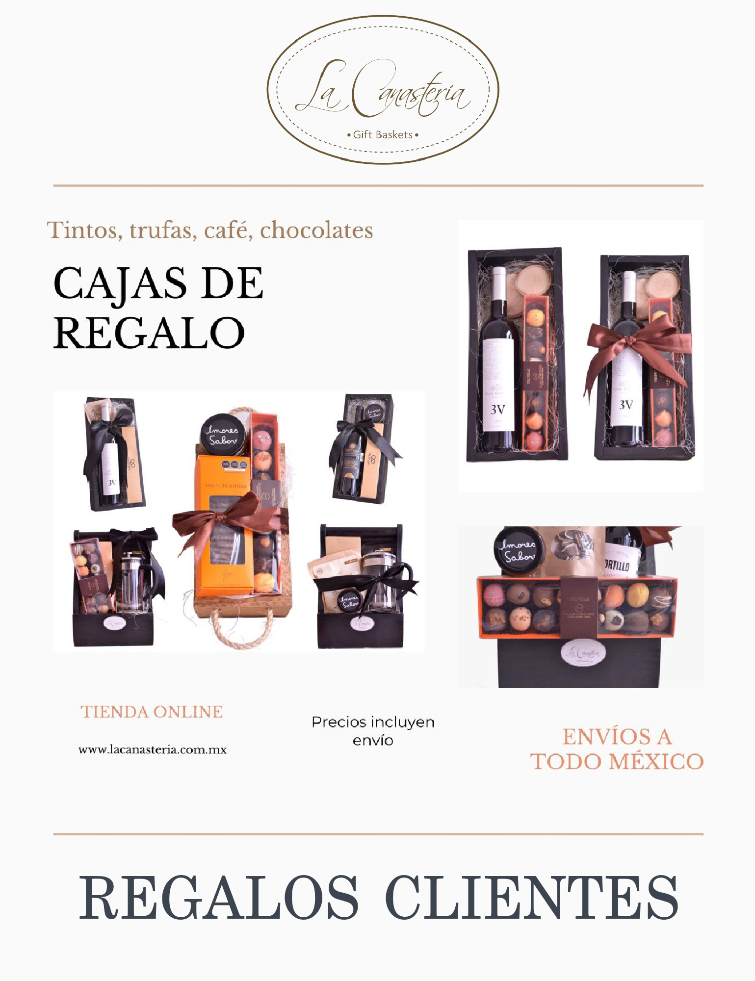 Cajas y canastas de regalo elegantes con arreglos de vino para clientes o empresas méxico
