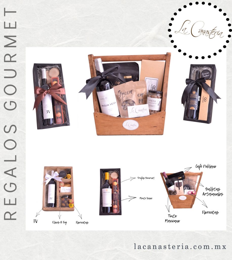 Cajas y canastas gourmet para regalos corporativos con opciones para hombre y diseños unisex de La Canastería