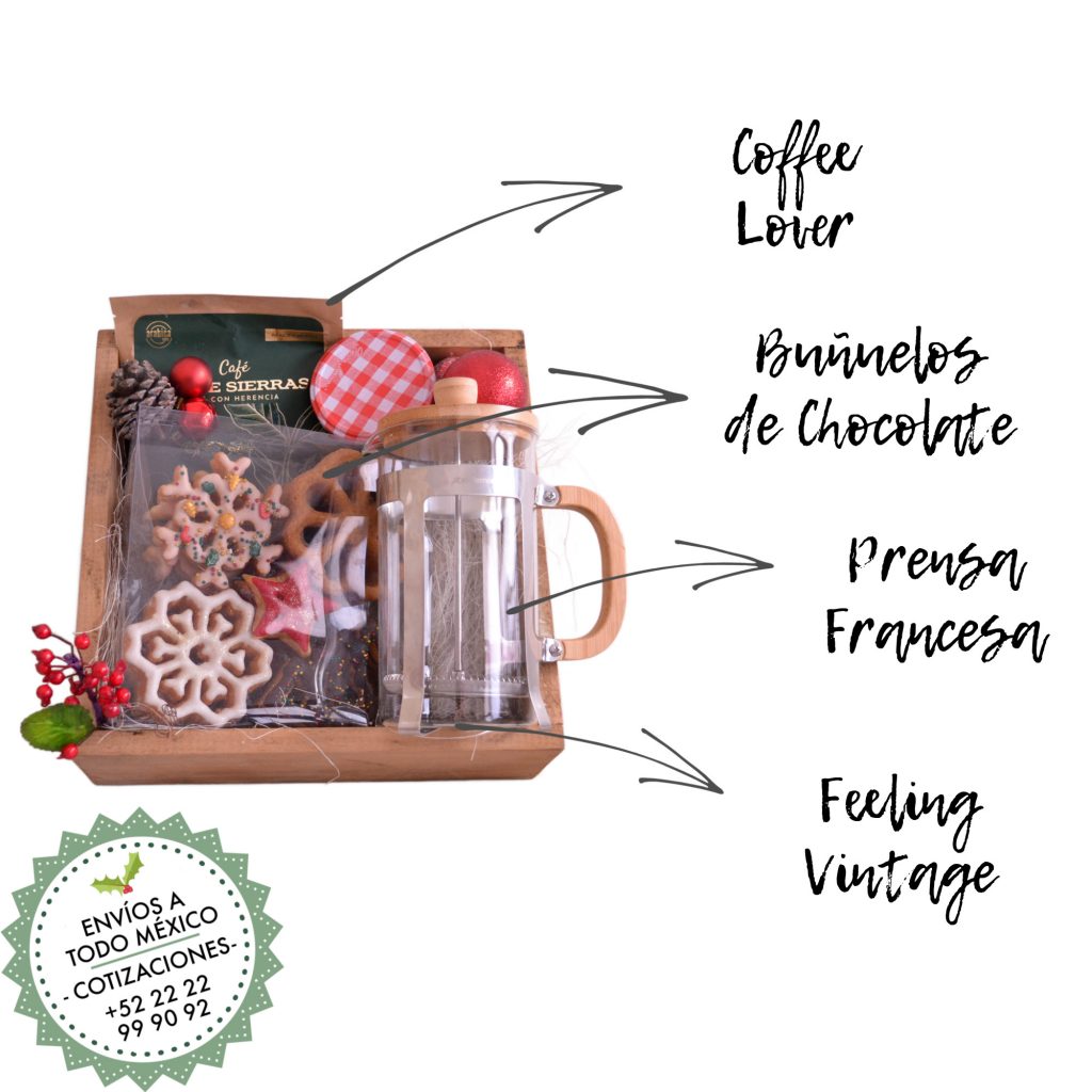 Cajas de regalo navideñas con kit de café libre de alcohol